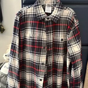 GAP Kids Navy and Red Plaid Shirt